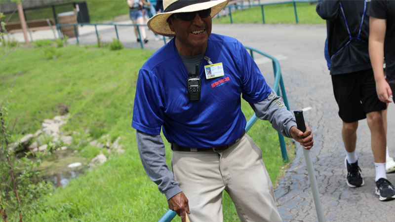 Family in front of wave pool